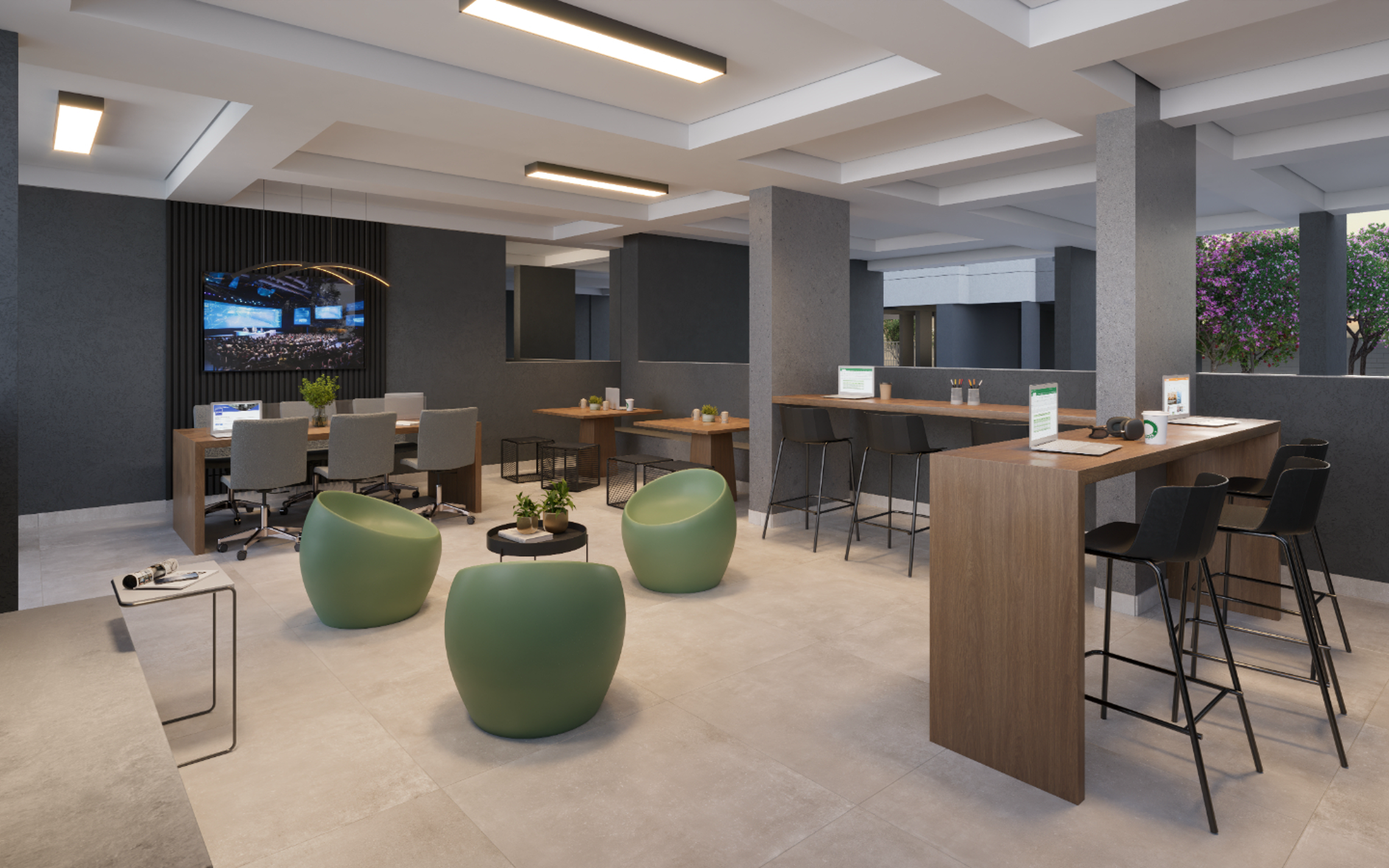 Foto do salão de festas do empreendimento One